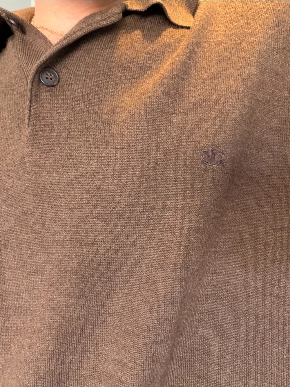 Vintage Burberry London Brown Wool Polo Sweater Men’s M